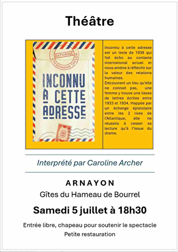 Théâtre - Caroline Archer-Inconnu à cette adresse