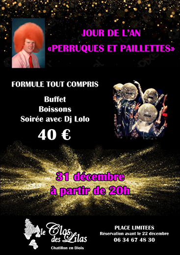 Fête de Nouvel An -Perruque et Paillettes