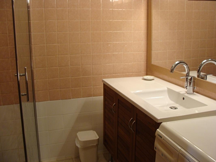 salle de bains rez-de-chaussée, meuble lavabo et douche à l'italienne 