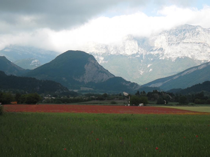 Vallée de Die avec vue sur le massif du Glandasse (Vercors)