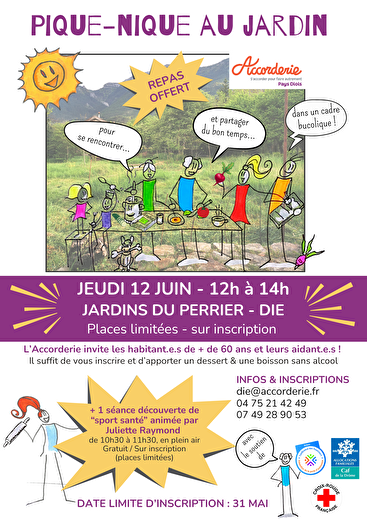 Pique-nique au jardin pour les + de 60 ans et leurs aidant.e.s
