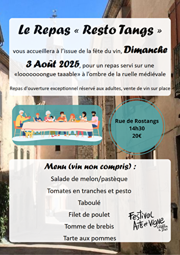 Festival Arts et Vigne - repas d'ouverture Resto Tangs